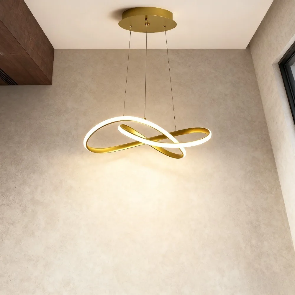 Joyinled Modern Acryl Pendant Light 50cm Gold Ceiling Pendant Light with Dimmer Hanging Lamp Home Decor Indoor Lighting Fixture