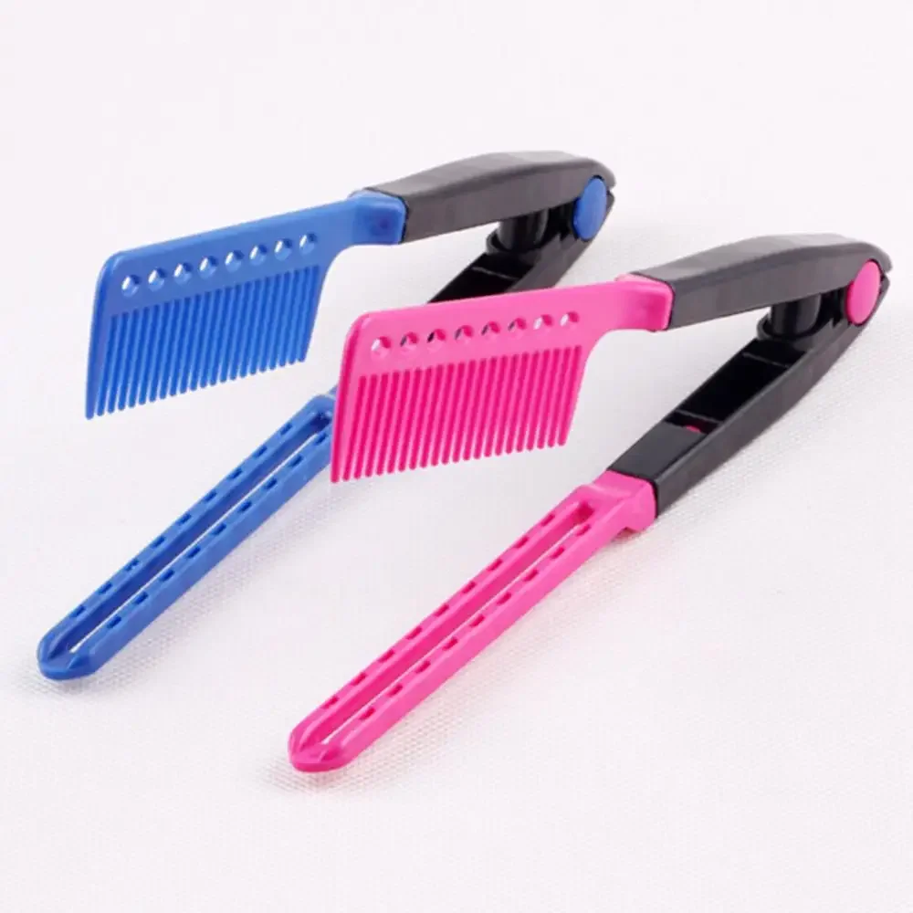 1pcs Folding V Type Hair Straightener Brush DIY Hairdress Tool Hairdressing Combs Natural Hair Styling Curling Comb