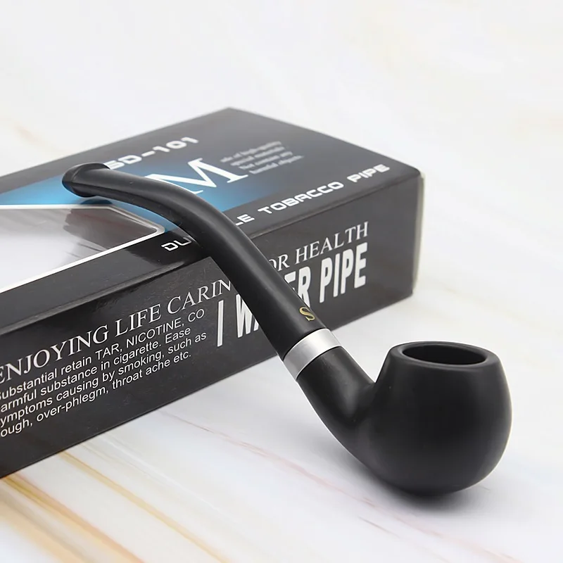 Mini Portable Smoking Pipe Black Delicate Smoking Tobacco Pipe Filter Cigarette Holder Friend Family Gift Men Necessary Supplies herb smoking pipe,tobacco pipe,tobacco smoking accessories,smoking pipe filters,glass smoking pipe,smoking accessories,smoking pipe