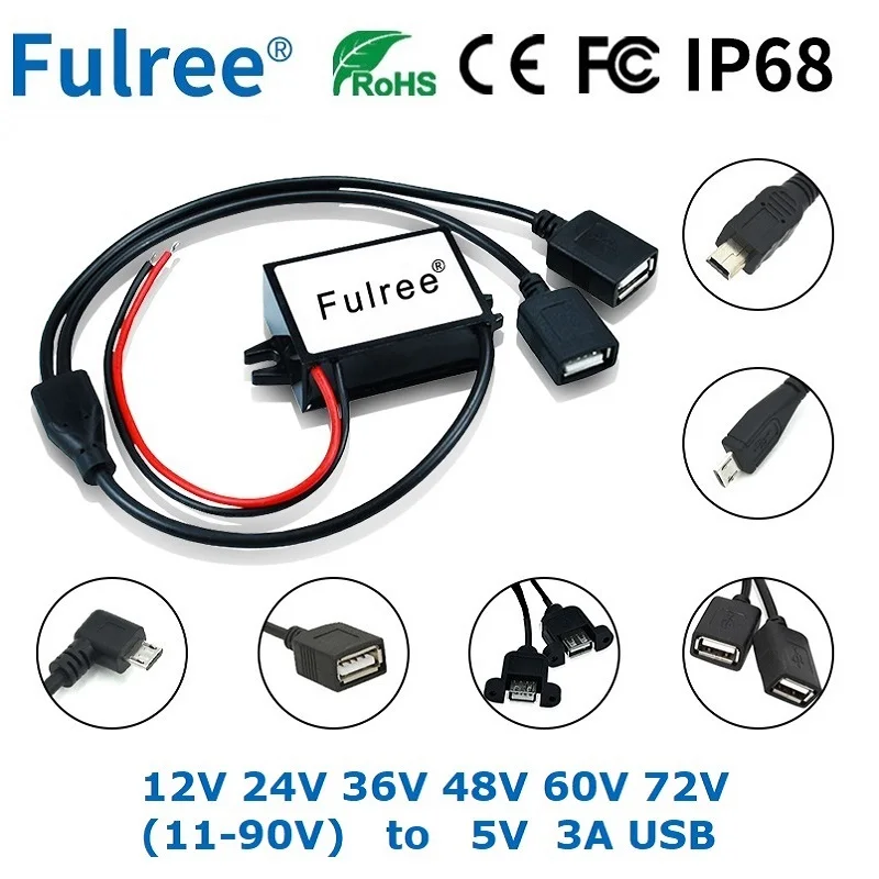 Dc 12V 24V 36V 48V 60V 72V A 5V 3A Convertitore Inverter Mini Micro Femmina Usb Adattatore Per Caricabatterie Per Telefono Da Auto Per Registratore Gp