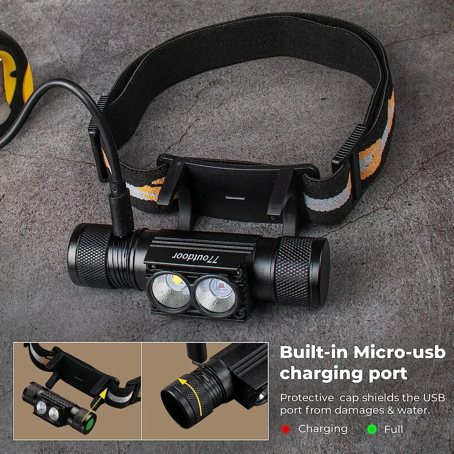 Wurkkos H25LR Lightweight USB Rechargeable Headlamp IPX6 Waterproof Torch Red & White Light 180 °Adjustable for Camping Hiking