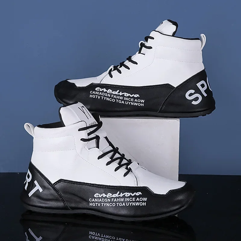 Motorcycle Riding Shoes New Color Matching Mid-cut Casual Shoes Personalized Youth Short Leather Boots