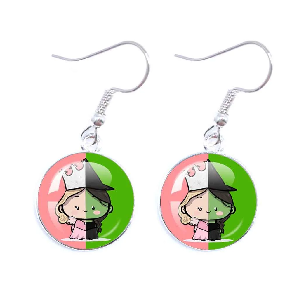 Magic Wicked Witch Classic Musical Movie Glass Glass Cabochon Earrings Drop Earring For Women Girls Cosplay Jewelry Accessories 3