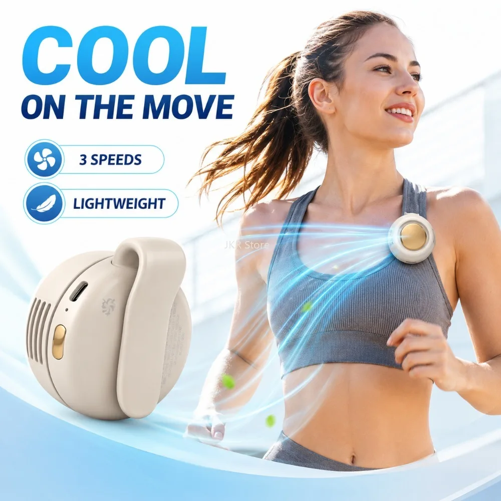 Portable Bladeless Waist Clip Fan 3 Speed Silent Cooling Device_voghion.com