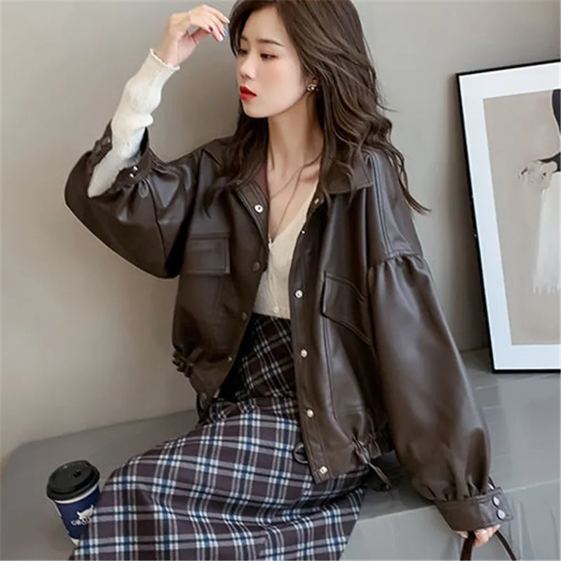 New-Autumn-Winter-Faux-Leather-Jacket-Women-Oversize-PU-Leather-Coat ...