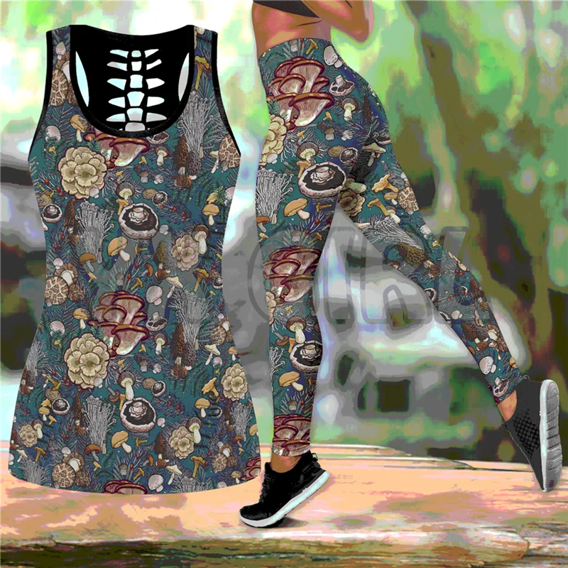 Edible Mushroom Yoga Set 3D All Over Printed Tank Top+Legging Combo Outfit Yoga Fitness Legging Women dead combo – dead combo 1 cd