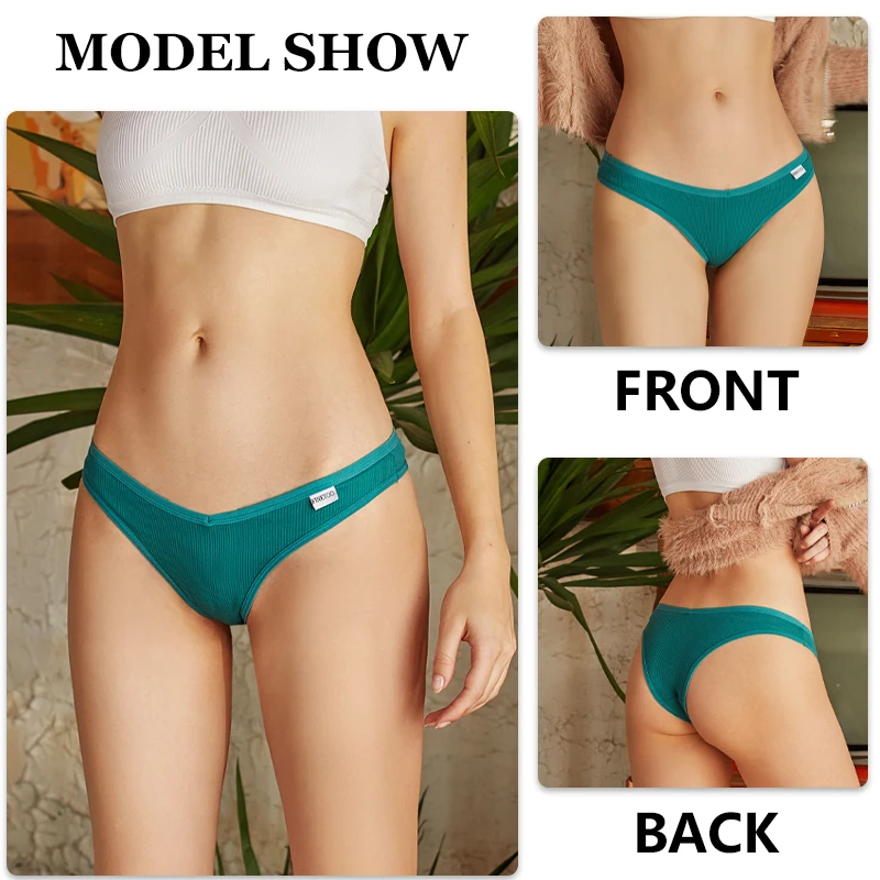 Women Underwear 7Pcs Cotton Striped Brazilian Panties Low-Waist Breathable