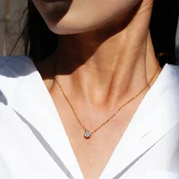 M-JAJA 1ct lunette Moissanite pendentif collier diamant collier pour femmes 18K plaqué or Rose S925 argent clavicule chaîne bijoux 4