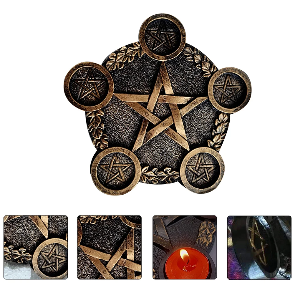 

Pentagram Candlestick Desktop Candleholder Props Sacrifice Pentacle Star Resin Modeling Container Stand Decor