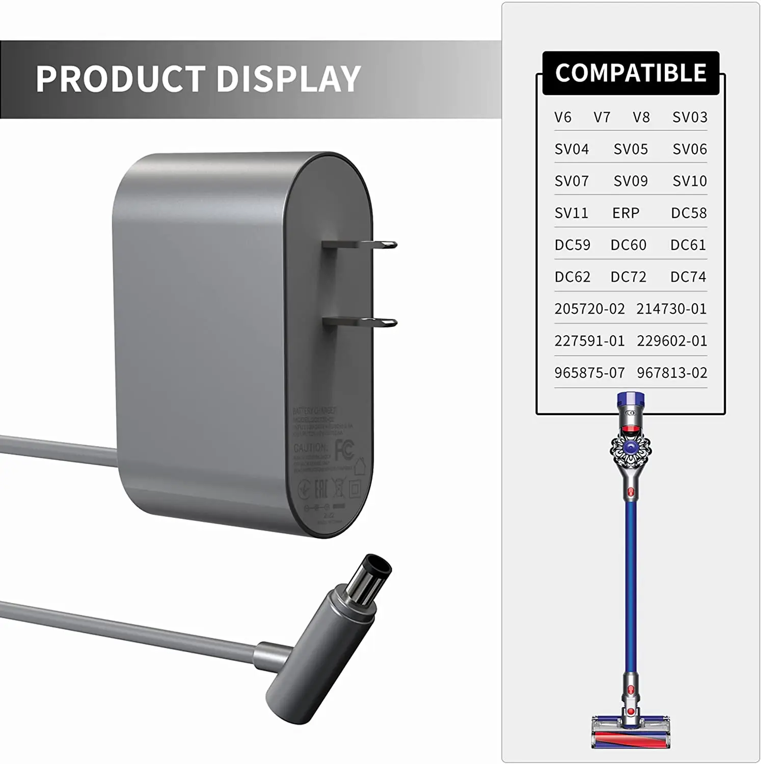 Genuine Dyson Cordless Vacuum Cleaner Charger, Power Supply Adapter fits  all rechargeable models including: V8 V7 V6 etc