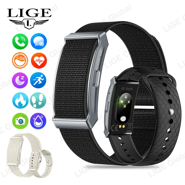 LIGE No Screen Sports Fitness Smart Bracelet Men's Call Reminder Heart Rate Monitor IP68 Waterproof Smartwatch For Android IOS