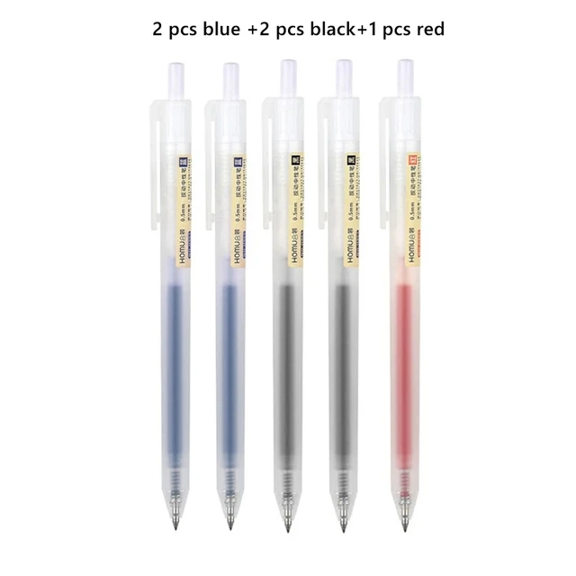 3-5pcs Retractable Gel Pens Set Black/Red/Blue Ink Ballpoint 0.5mm Quick Drying Business Signature Fine Point Writing Supplies 1