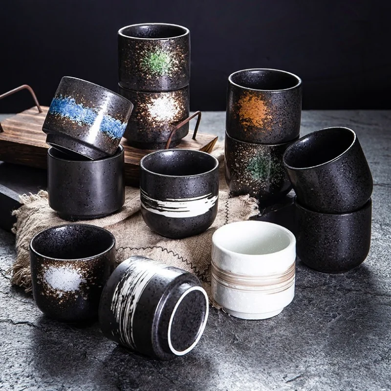 200ml Japanese Ceramic Mugs Restaurant Commercial Sushi Cuisine Retro Stackable Tea Cups Household Kitchen Drinking Utensils Tea Cup