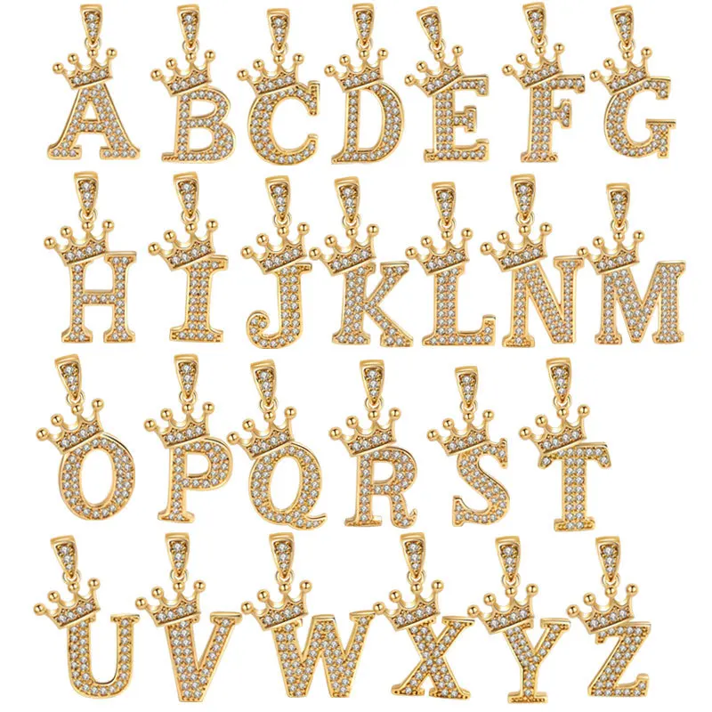 925 Sterling Silver 26 English Letter Fashion Crown Pendant Necklace Luxury Zircon Alphabet Pendant Jewelry pendant necklace,silver necklace