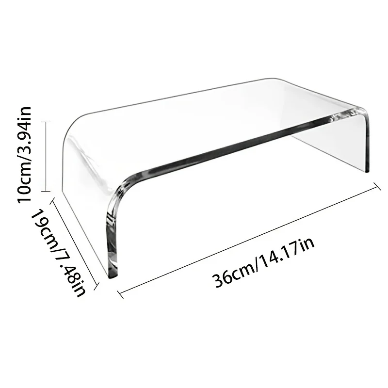 1pc Acrylic Monitor Notebook Holder, Transparent Height Increasing Shelf Storage Rack, Home Use Display Stand 2