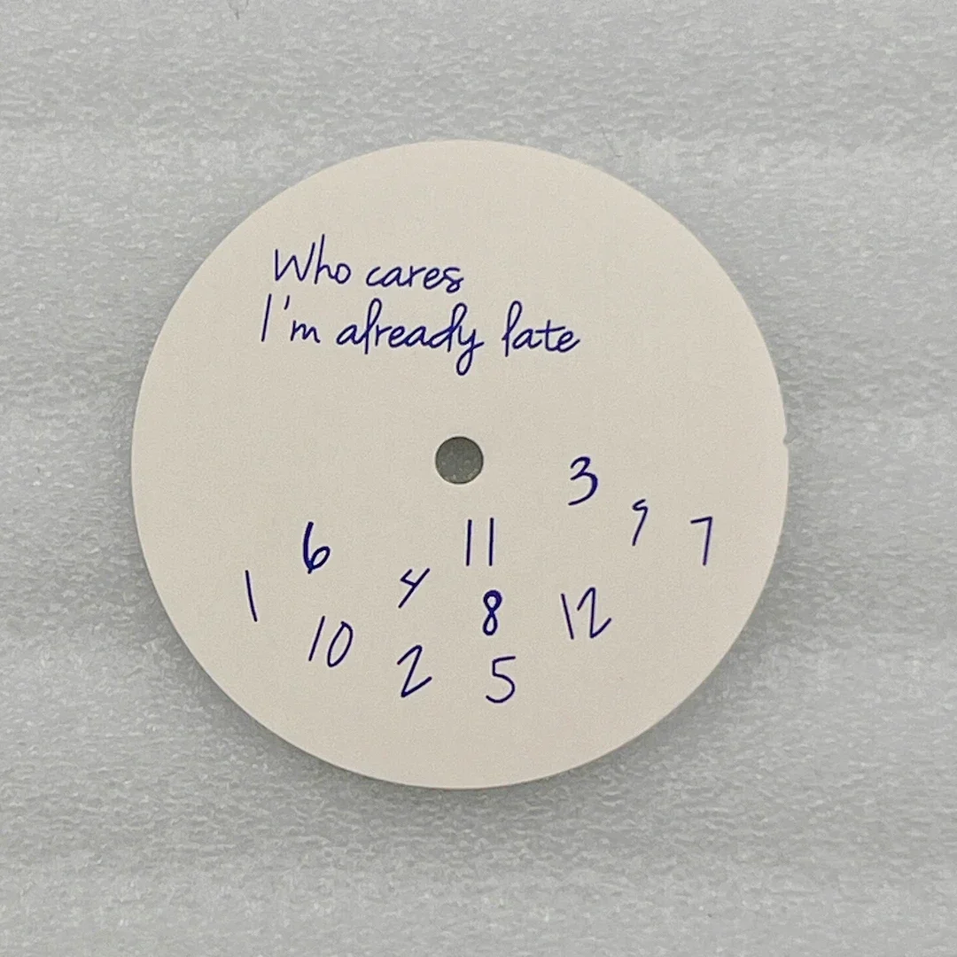 Sleek 28.5mm DIY Watch Dial – Bold 'It's Already Late' Design