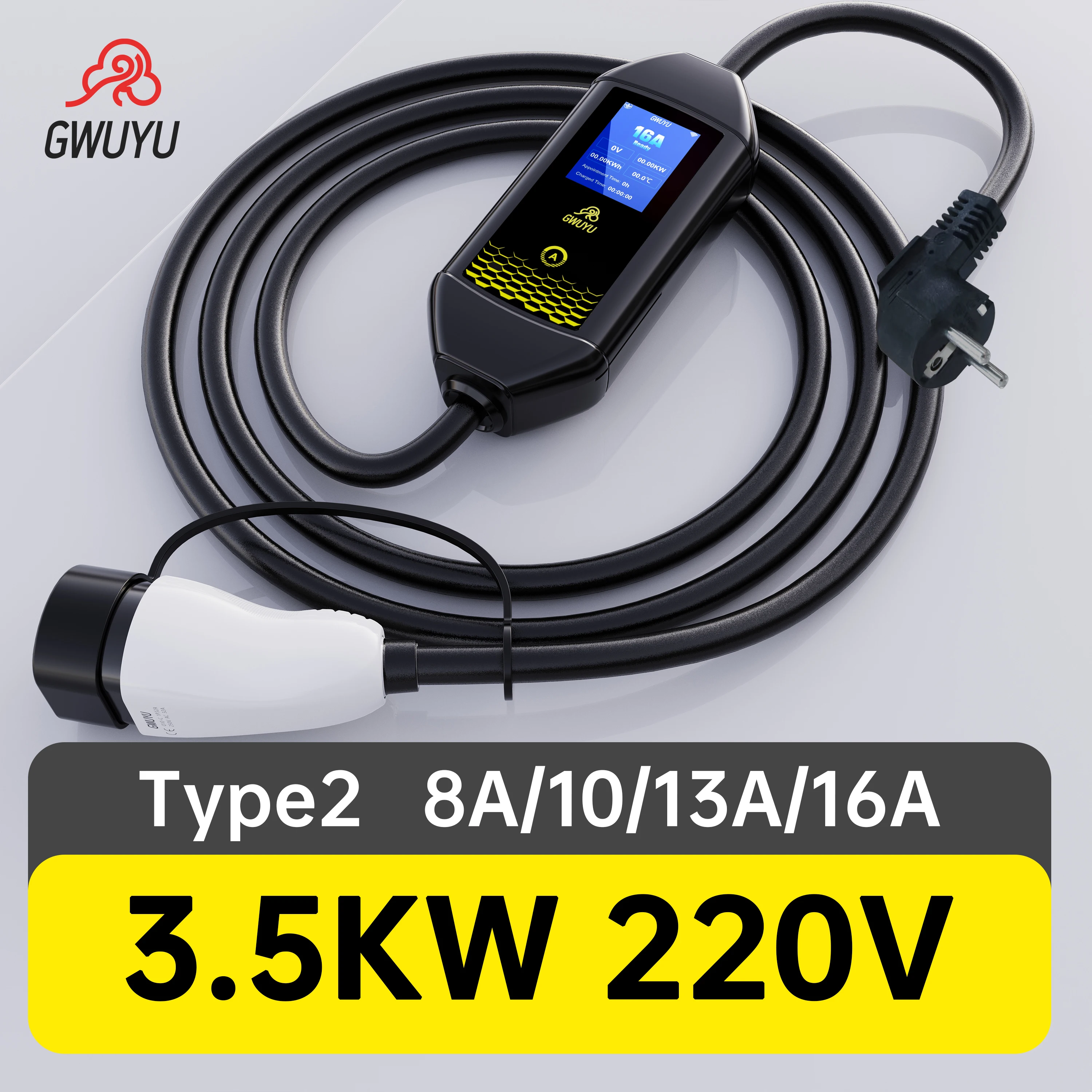 EVPLUG® Draagbare EV-Oplader met Timer Elektrische Auto PHEV (Type 1 | 5m | Timer, 3,6kW | 16A
