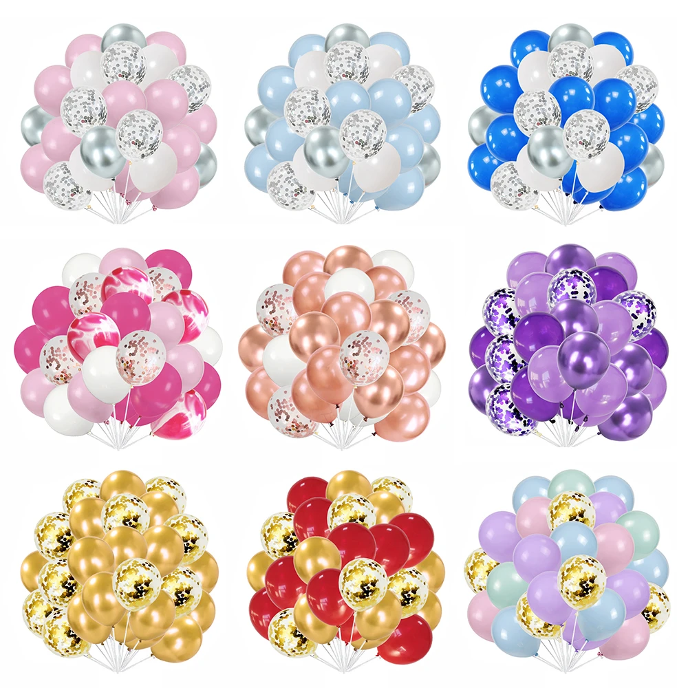 30 teile/satz 10 Zoll Mix Roségold Konfetti Latex Luftballons für Geburtstags feier Dekoration Hochzeit Baby party blau rosa Achat Ballon – Detail 1