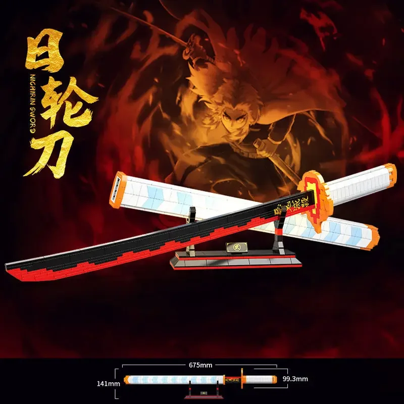 

DK 1503 MOC Demon Slayer Katana Agatsuma Zenitsu Nichirin Sword Ninja Building Blocks anime action Figures Bricks Toys