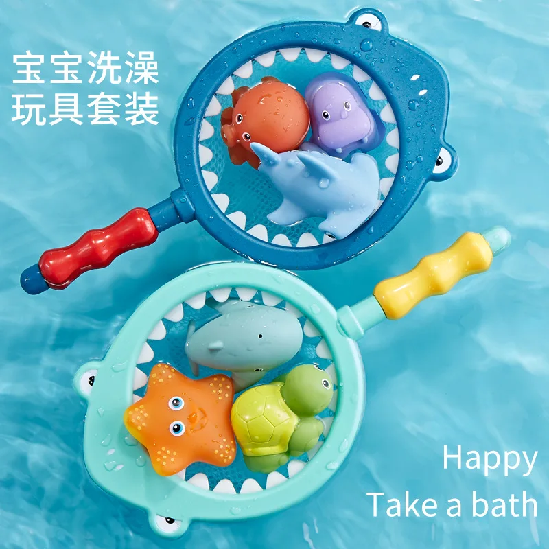 

7Pcs/Set Cute Animals Swimming Water Toys for Children Soft Rubber Float Squeeze Sound Squeaky Bathing Toy for Baby Bath Toys