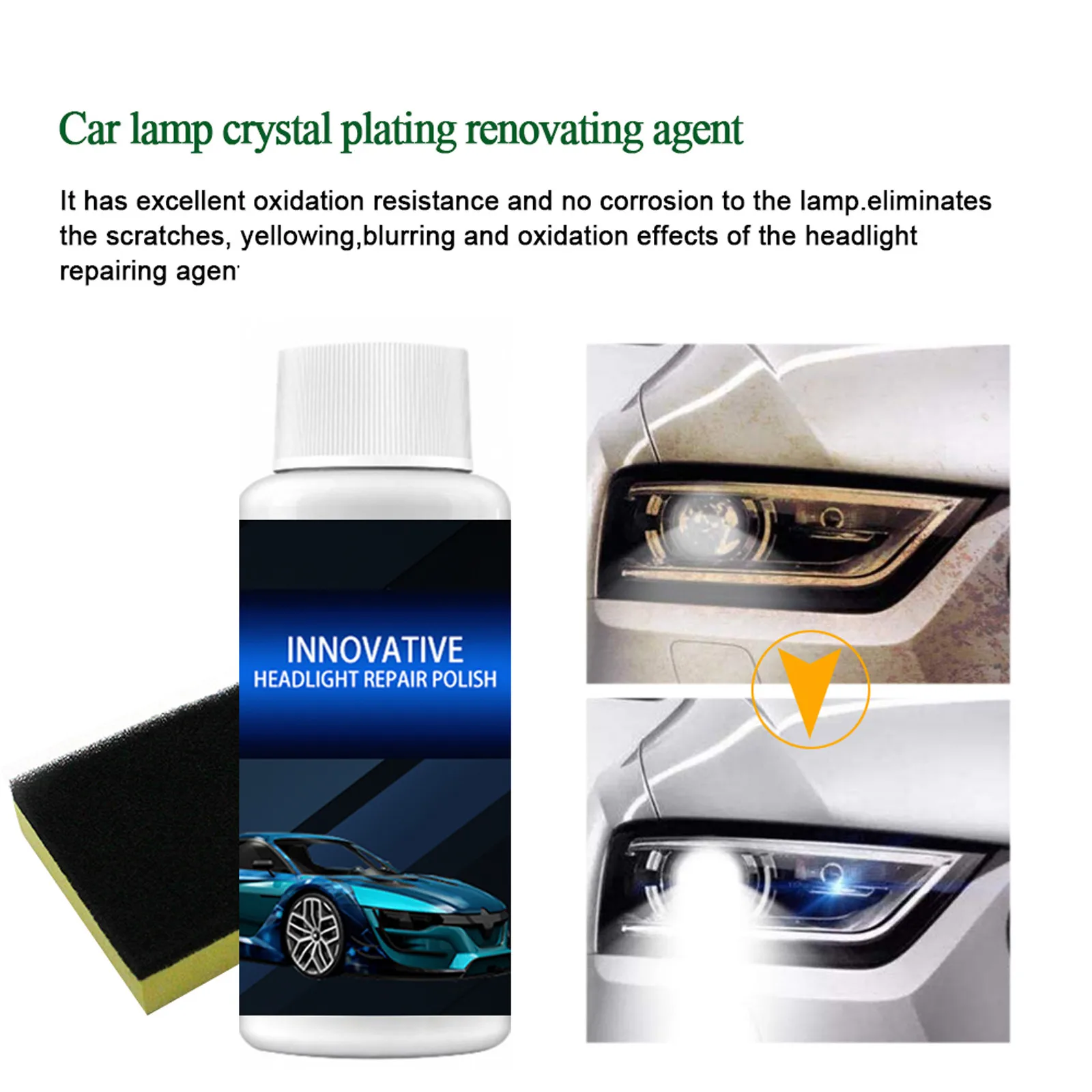 Headlight Renewals Polish Car Kit Headlight Liquid Cleaning 50ml Iron Powder Cleaning Super Rust Remover Cleaner Spr