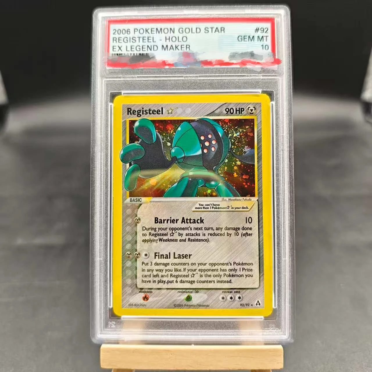 PTCG DIY 등급 카드 2006 골드 스타 레지로크 91/92 컬렉션 카드 카피 10포인트 등급 카드 애니메이션 게임 선물 장난감