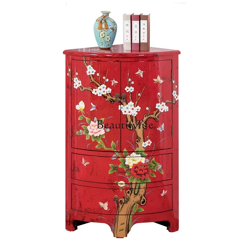 

New Chinese Style Corner Cabinet Living Room Painted Furniture Triangle Locker