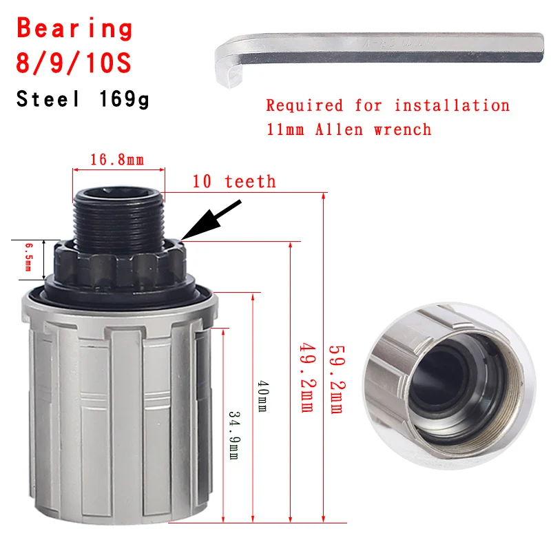 Barabesty Mountainbike Freilauf - 8/9/10 Gang Kompatibel, 40x22mm Schwarz