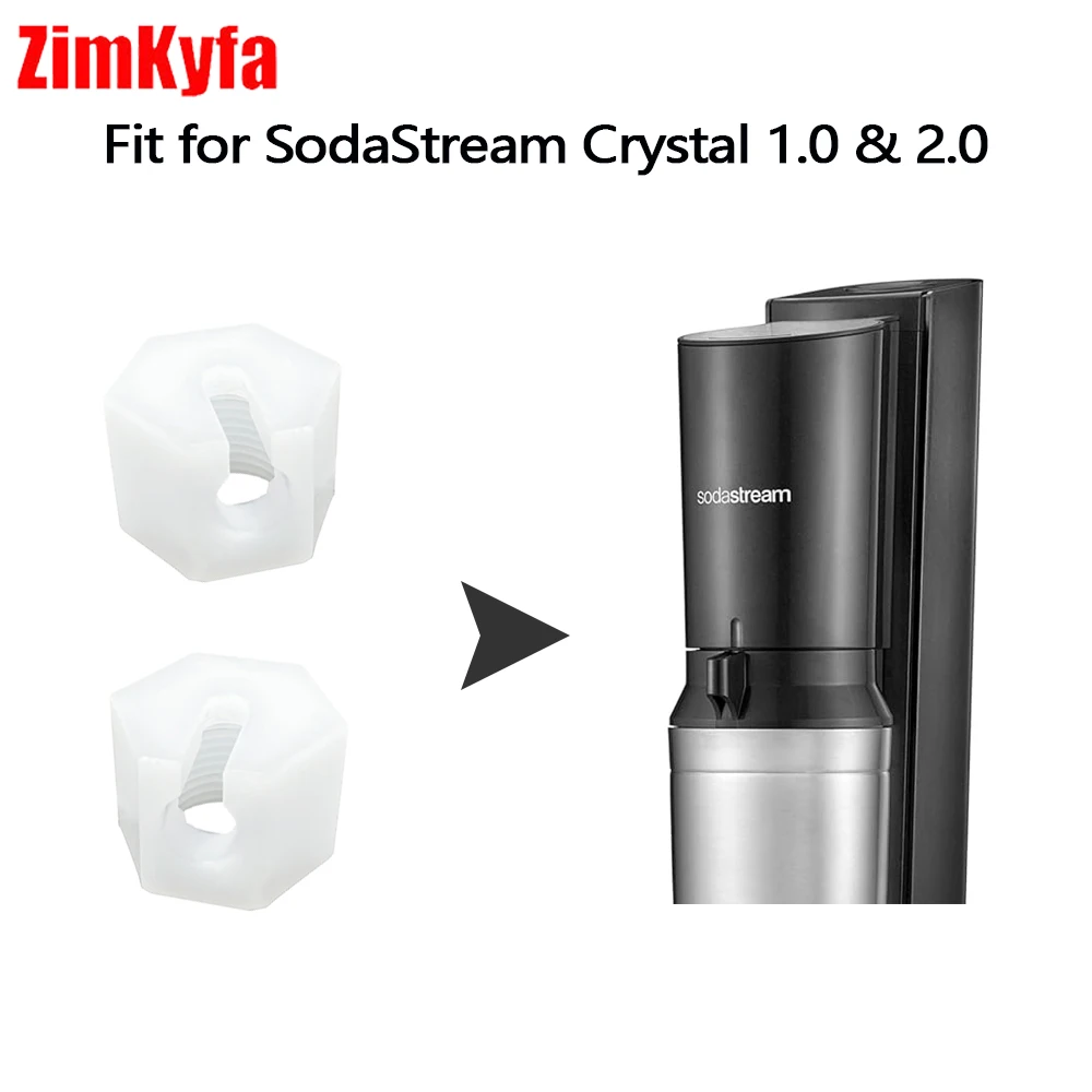 White Sodastream Crystal 1.0 2.0 Dadi Di Ricambio Per Ugelli Set Di Due, Connettore Co2 Ad Innesto Rapido, Guarnizione A Gas Sicura, Installazione Fac