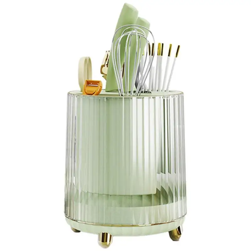 

Kitchen Knives Holders Storage Rack Utensil Holder Large Tool Rest Green Stable Rotary Utensil Caddy 360 Degrees Rotation For