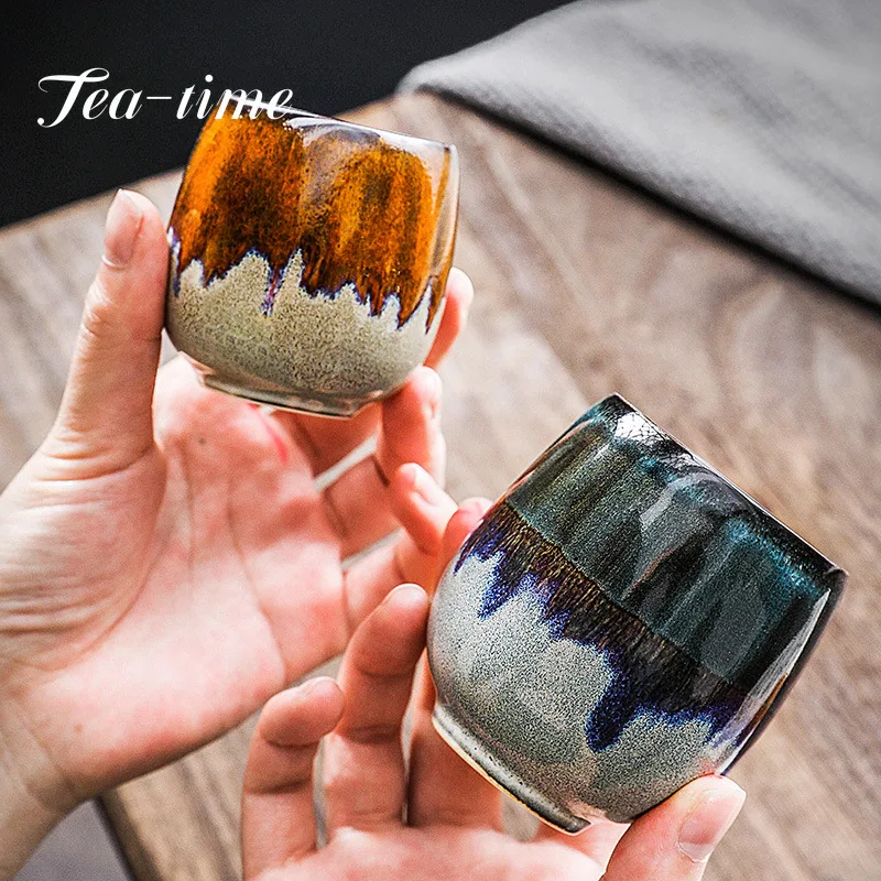 Japanese Style Teacup Water Cup Stoneware Ceramic Coffee Cups Kiln Change Kungfu Teacup Beer Tea Mug 85/160ML