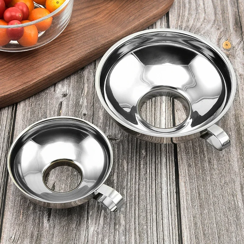 Stainless Steel Funnel 304 Stainless Steel Wide Mouth Canning Funnel Large Multifunctional Salad Wine Oil Dressing Hopper Filter Kitchen Tools Gadgets wide mouth funnel kitchen funnel kitchen accessories