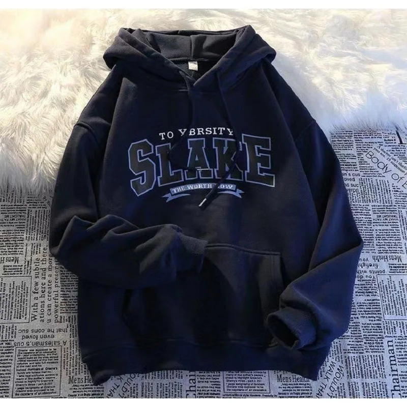Men's hip-hop hooded sweater, loose vintage hooded sweatshirt, student casual top, autumn trendy clothing, street gym clothing