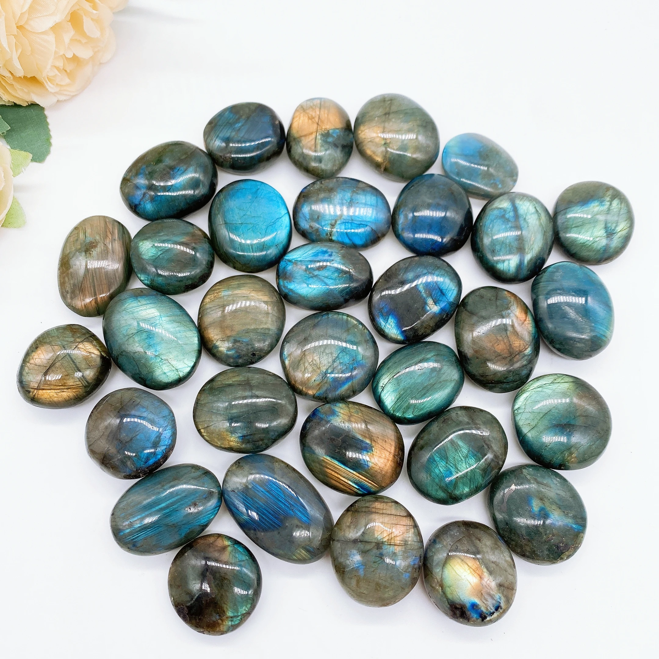Lot De Cabochons Labradorite Bleue – Pierres Naturelles De Madagascar – 5 Mm – Plus De 25 Pièces