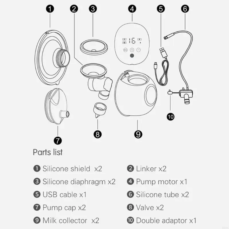 M89C Electric Breast Double Silent Wearable Automatic Milker USB Rechargable Hands-Free Portable Baby Milk Extractor