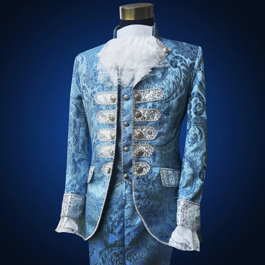 Blue Royal Mens Period Costume Medieval Renaissance Stage