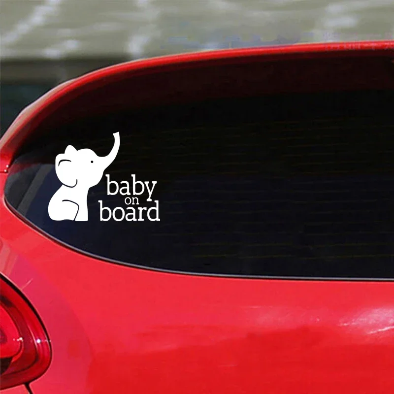 

Personality Car Sticker Elephant Baby on Board Waterproof Auto Decors on Bumper Window Laptop Vinyl Decal,19CM*14CM