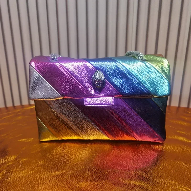 

KURT GEIGER UK Luxury Designer Women's Spliced Chain Handheld Shoulder Crossbody Rainbow Eagle Head Purses Handbags for Women