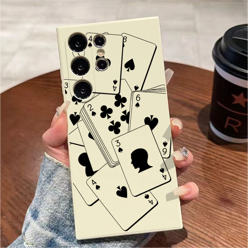 Monochrome Playing Cards Design TPU Protective Phone Cover