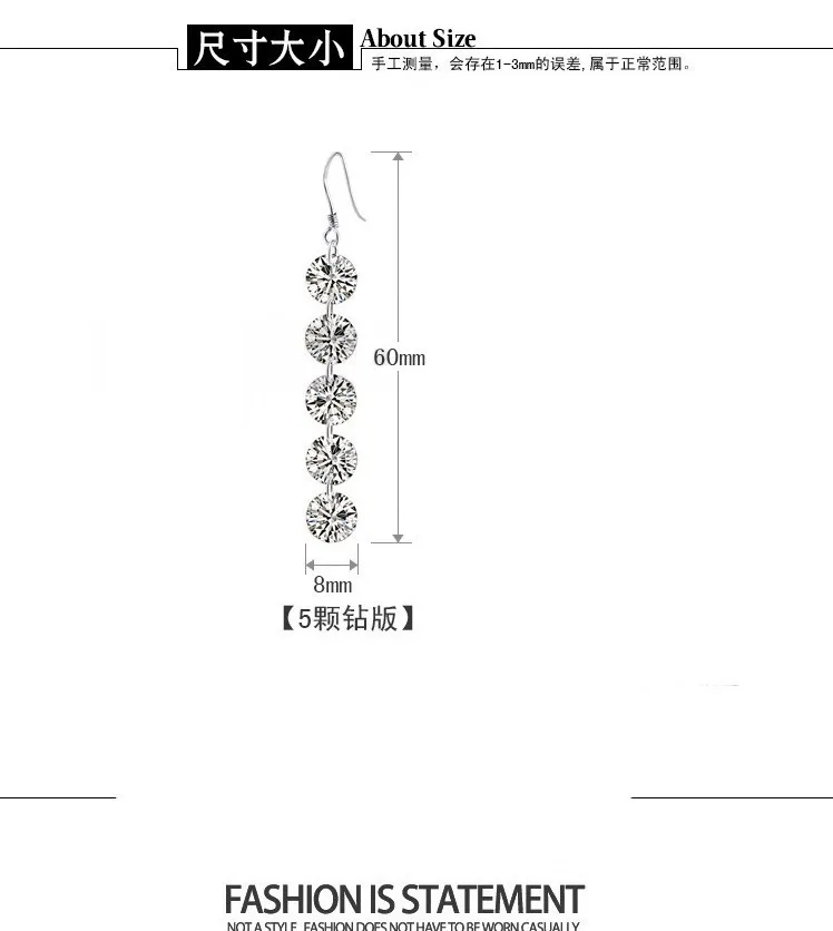 1CT Moissanite Long Drop Earrings close-up