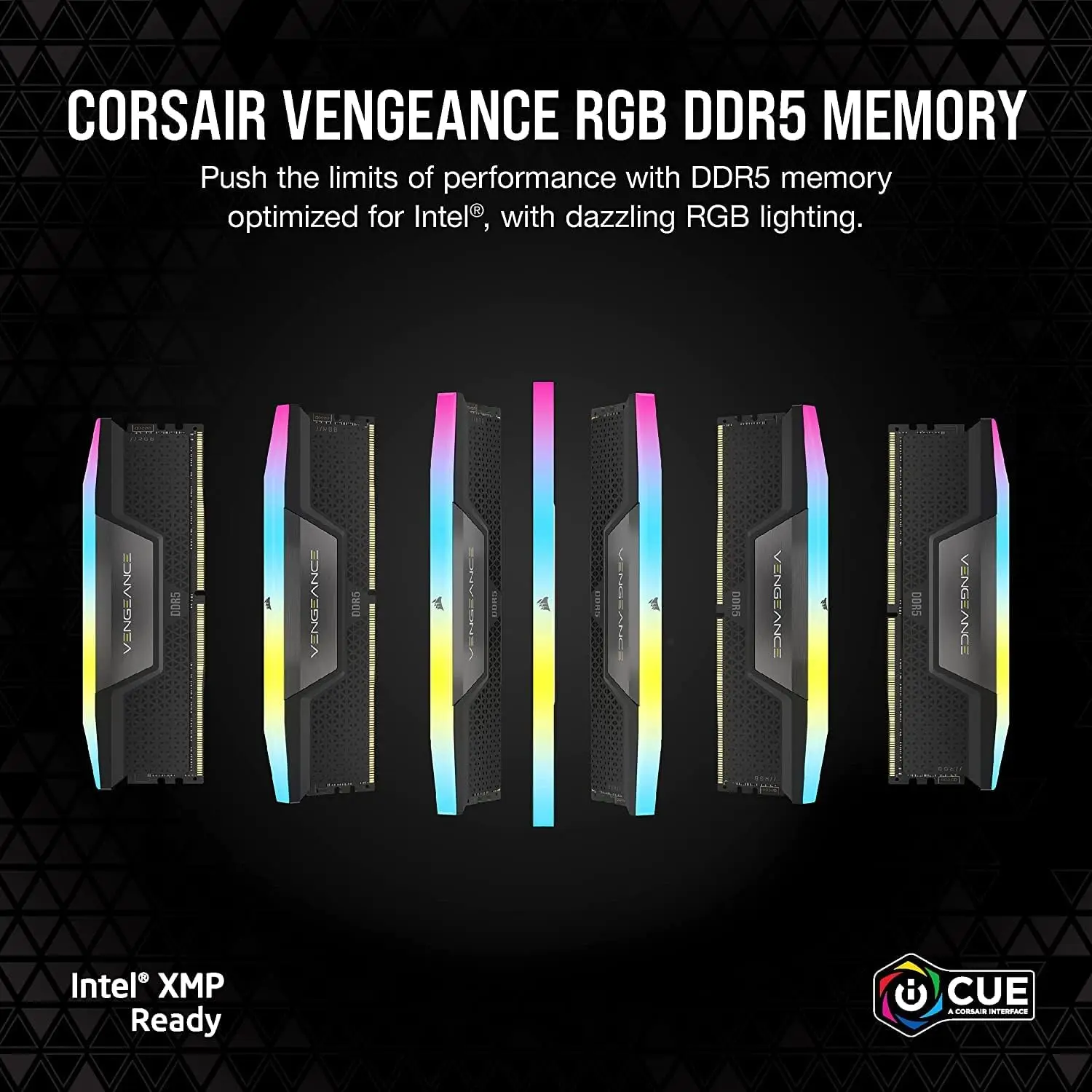 CORSAIR VENGEANCE RGB DDR5 RAM, 32GB (2x16GB), 6800MHz 인텔 XMP iCUE 호환 컴퓨터 메모리, 블랙