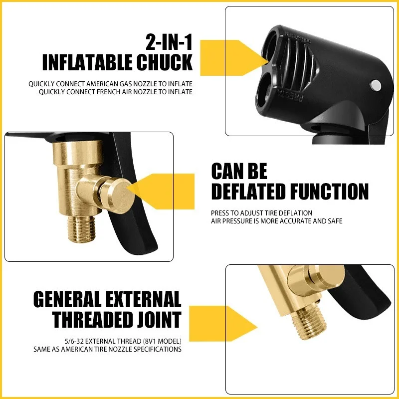 Brass Inflatable Pump Car Tire Air Chuck Inflator Pump Valve Connector Clip-on Adapter Car Tyre Wheel Valve For Xiaomi 1S 2 portable air pump electric air compressor tire pump accessories