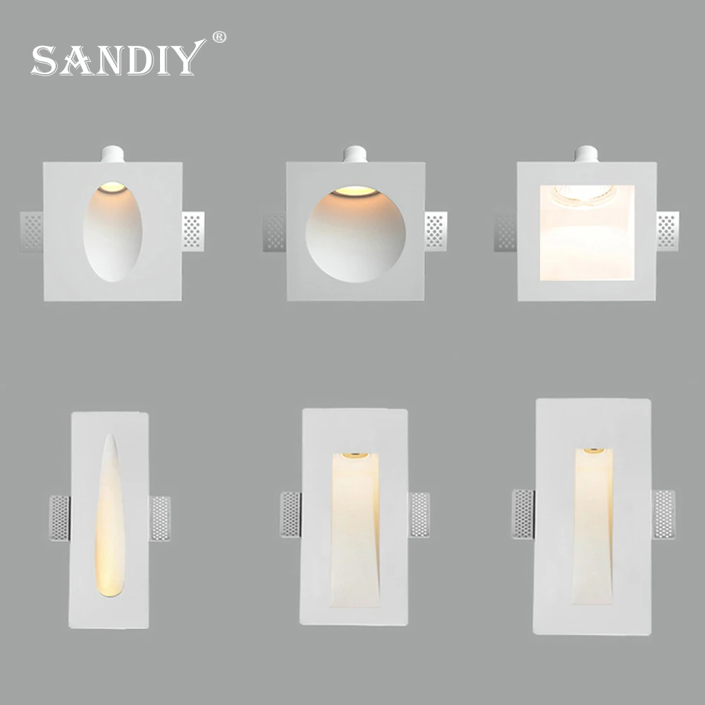SANDIY Gypsum Wall Light Built-in Stair&Step Lighting Recessed Luminaire Minimalist Wall Lamp Indoor Background Lighting Fixture 2