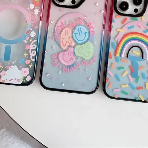 MagSafe Acrylic Rainbow Phone Case Cover for IPhone 12 13 14 15 Pro Max Case for IPhone 15 Pro Max