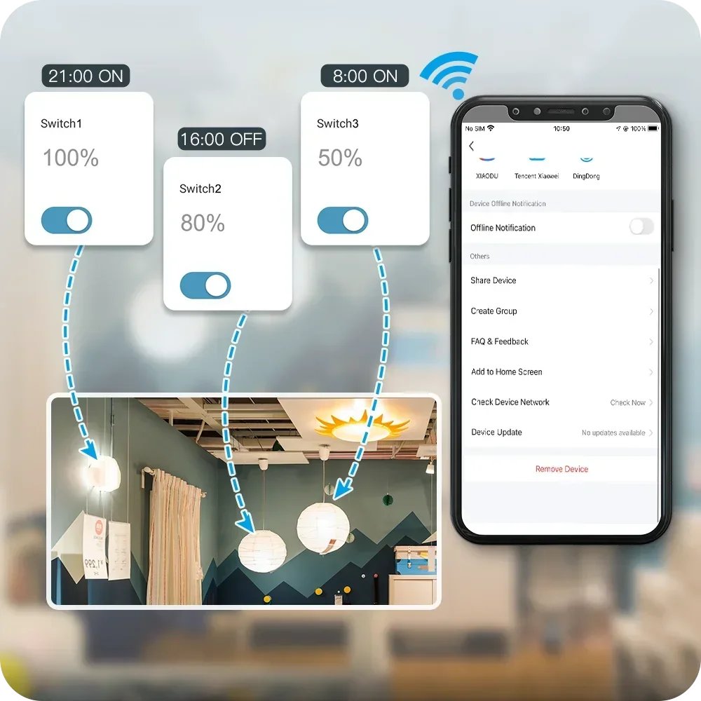 MOES ZigBee/WIFI Light Dimmer Switch brightness Wireless Control Smart Life/Tuya APP Light Mode Alexa Google Voice 1/2/3 Gang EU