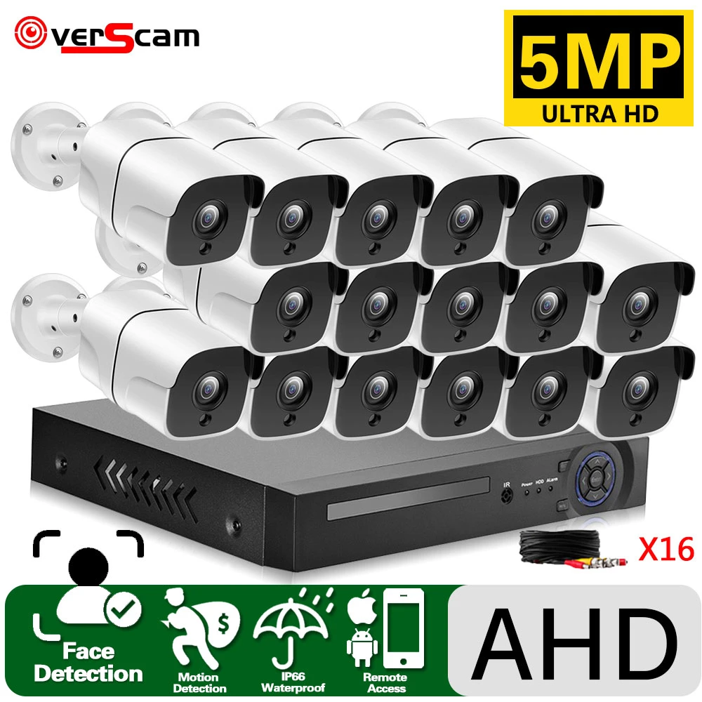 H.265 Outdoor Waterproof Video Surveillance Security Camera Kits System HD CCTV DVR 5MP IR AHD