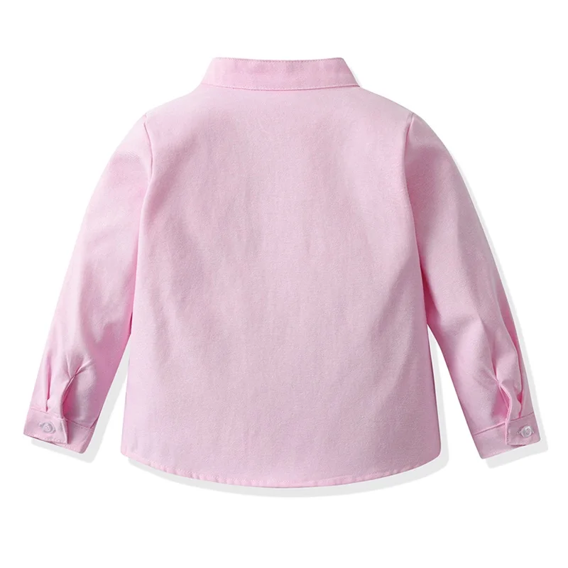 Kid Boy Girl Shirt Solid Color Button Down Mandarin Collar Long Sleeves Tops with Pocket