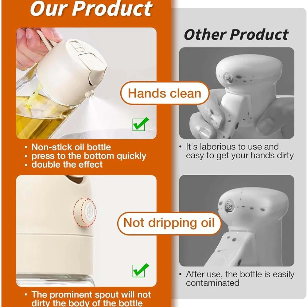 Pulvérisateur d'huile d'olive de cuisson en plastique 2 en 1, 500ml, 1 à 4 pièces, Spray d'huile de cuisson pour friteuse à Air de cuisine, cuisson, salade, grillades, barbecue