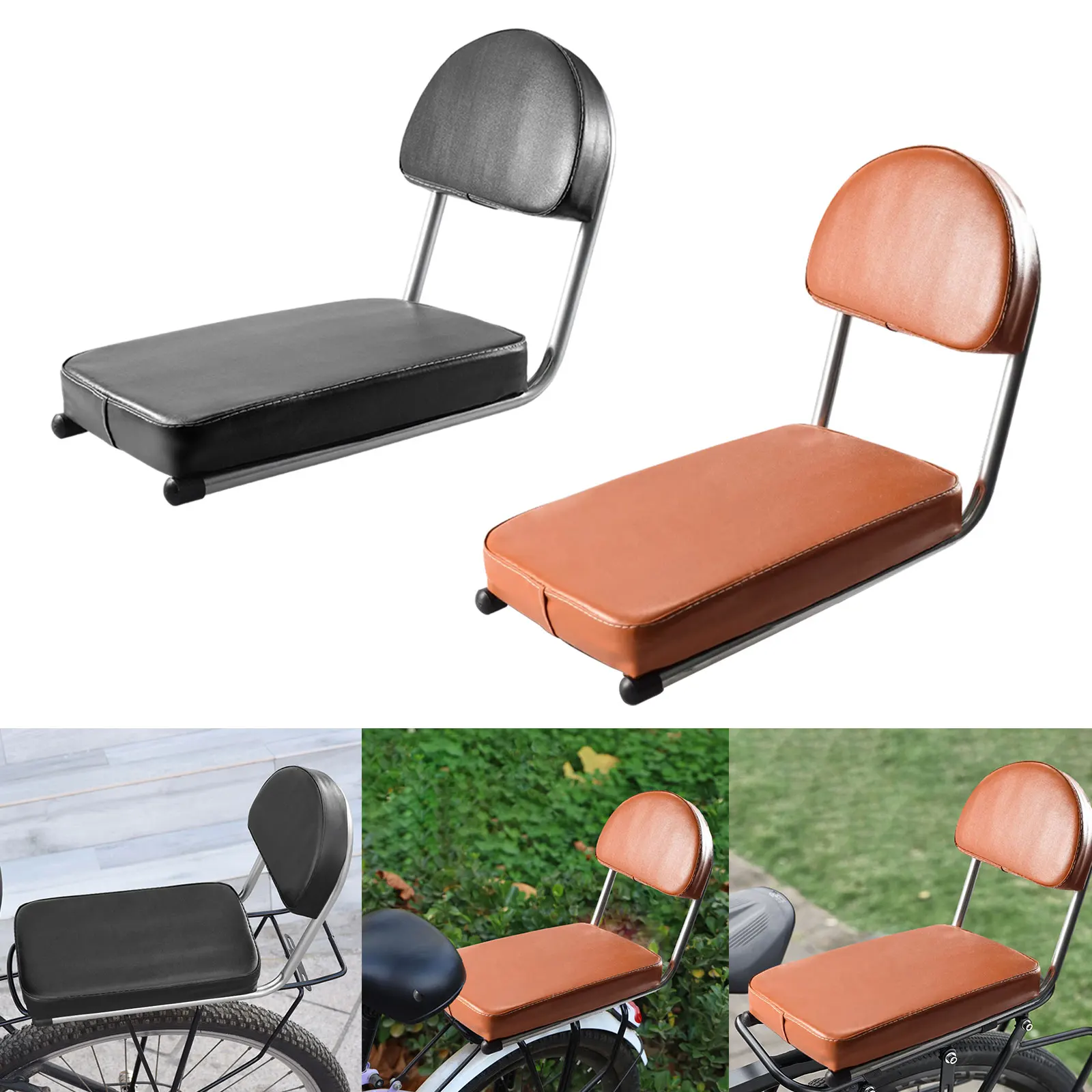 Bicycle Seat Cushion Bike Back Seat with Backrest Thick Pad Comfort Cushion Easy to Install for Travel Riding Mountain Road Bike