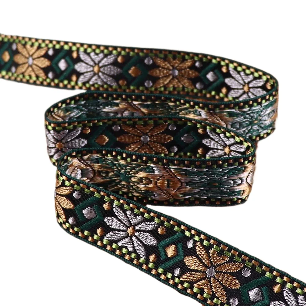 Sewing Ribbon 2.3cm Vintage Geometric Jacquard Embroidered Ribbons Webbing for Collar